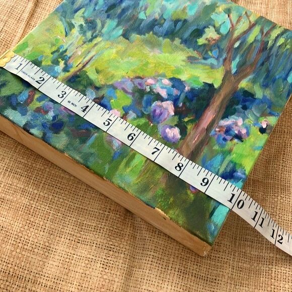 Abstract Painting Original Landscape Green Meadow Oil on Canvas Impressionism - Picture 4 of 4